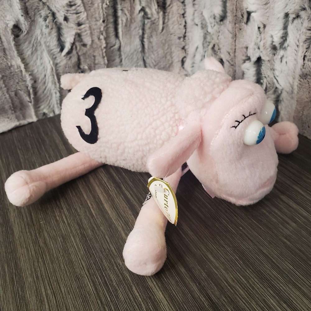 Serta Mattress Stuffed Sheep Plush‎ Pink Number 3 Breast Cancer Awareness 8"